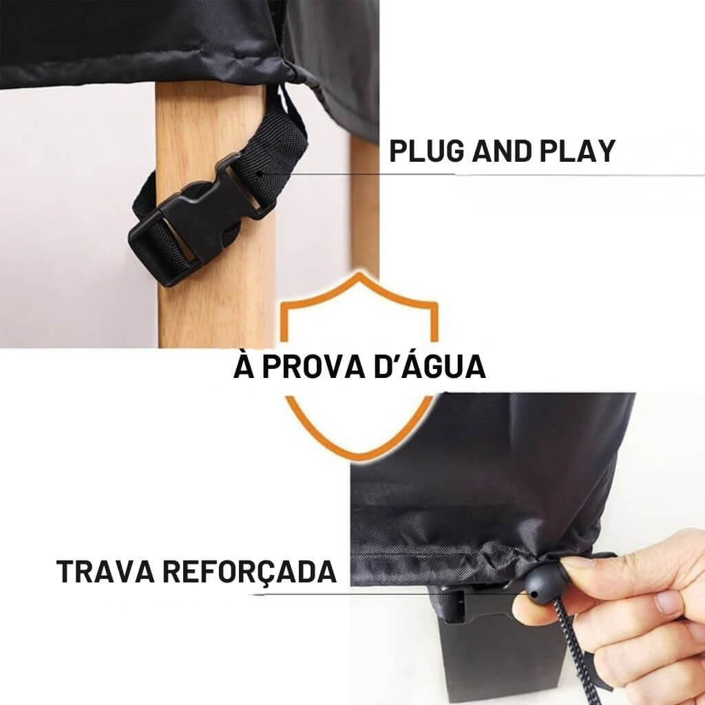 Capa Impermeável Retangular para Móveis Externos Preta