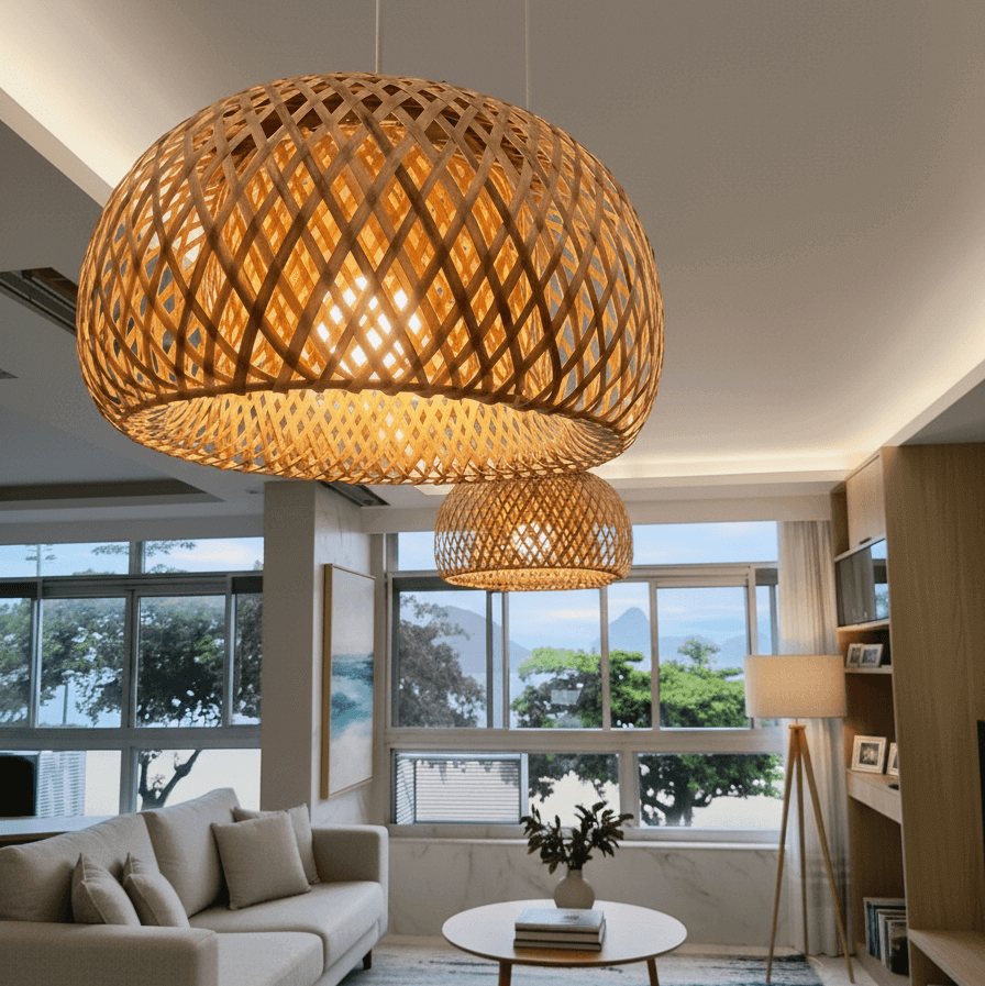 Luminária Pendente Bambu Organic Loom