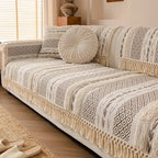 Capa de Sofá em Algodão e Linho com Design 3d Estilo Boho