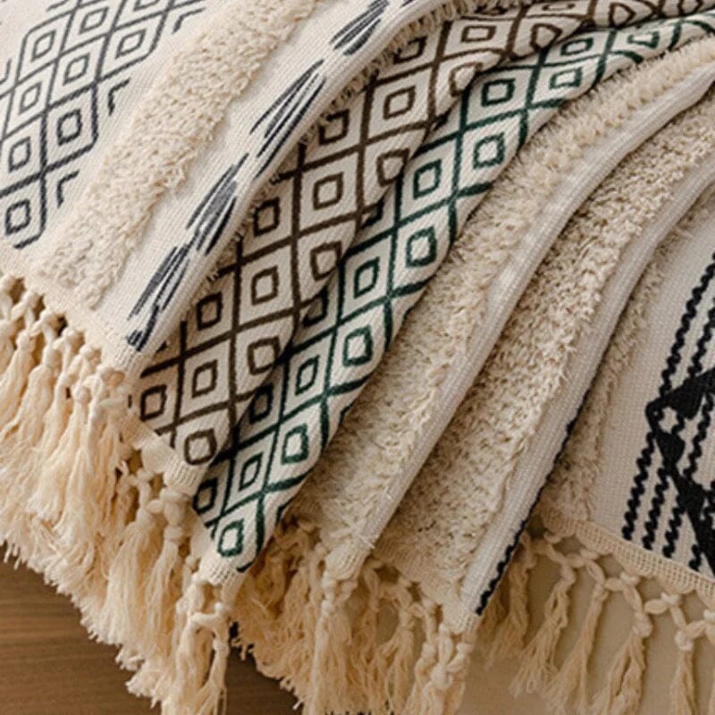 Capa de Sofá em Algodão e Linho com Design 3d Estilo Boho